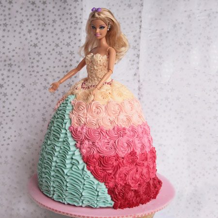 DOL004 -  Colorful Barbie Doll Cake