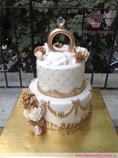 II - Tier Elegant Engagement Cake - Manbhari Cakes